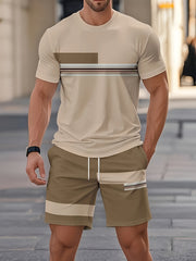 Summer 3D Printed Men'S Breathable And Comfortable Outdoor Casual Short-Sleeve T-Shirt And Shorts Adult Set