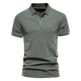 100% Cotton Men's Solid Color Casual Short SleeveTurndown Polo Shirt