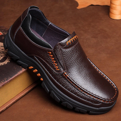 Novuxy® Men's Cow Leather Waterproof Comfy Non Slip Soft Slip On Casual Shoes