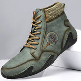 Novuxy® Men's Handmade Soft Slip Resistant Lace Up Leather Ankle Boots