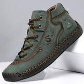 Novuxy® Men's Hand Stitching Vintage Microfiber Leather Lace Up Comfy Soft Ankle Boots
