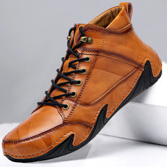 Novuxy® Men's Hand Stitching Microfiber Leather Non Slip Soft Casual Ankle Boots