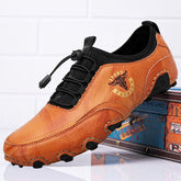 Men's Fashion Retro Handmade Leather Beanie Octopus Shoes Comfortable Driving Shoes