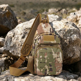 Men's Canvas Crossbody Bag, Outdoor Multifunctional MOLLE Tactical Waist Pack, Lure & Slingshot Storage Bag