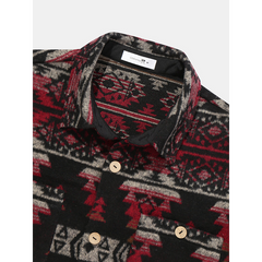 Men's Ethnic Tribal Style Totem Print Chest Pocket Long Sleeve Comfortable Shirt