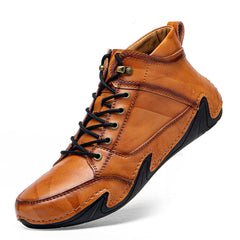 Novuxy® Men's Hand Stitching Microfiber Leather Non Slip Soft Casual Ankle Boots