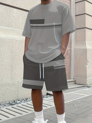 Summer 3D Printed Men'S Breathable And Comfortable Outdoor Casual Short-Sleeve T-Shirt And Shorts Adult Set