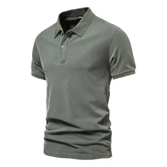 100% Cotton Men's Solid Color Casual Short SleeveTurndown Polo Shirt