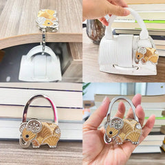 Novuxy® Purse Hook Purse Hanger Elephant Shaped Foldable Handbag Hanger Folding Table Hanger Holder Bag Storage