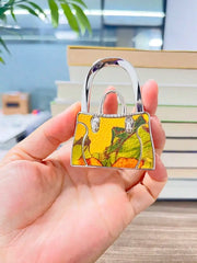 Novuxy® Mountain and River Painting Foldable Bag Hanger External Plugin Portable Scenery Clover Water Diamond Handbag Hook Bag Crafts