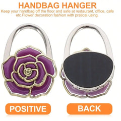 Novuxy® Purse Hanger, Green Rose Handbag Holder Hook Foldable Handbag Hanger, Purse Table Hanger Womens Bag Purse Holder