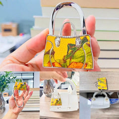 Novuxy® Mountain and River Painting Foldable Bag Hanger External Plugin Portable Scenery Clover Water Diamond Handbag Hook Bag Crafts