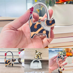 Novuxy® Cat Pattern Portable Folding Bag Hanger Handbag Holder Table Hook Crystal Alloy Purse Bag Holder Circle Shape Bag Accessories