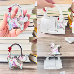 Novuxy® Portable Folding Bag Hanger Handbag Hook Holder Table Hook Crystal Alloy Purse Bag Holder Circle Shape Bag Accessories