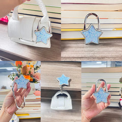 Novuxy® Five-pointed Star Portable Folding Bag Hanger Handbag Holder Table Hook Alloy Purse Bag Holder Circle Shape Bag Accessories