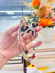 Novuxy® Cat Pattern Portable Folding Bag Hanger Handbag Holder Table Hook Crystal Alloy Purse Bag Holder Circle Shape Bag Accessories