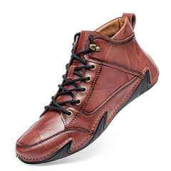 Novuxy® Men's Hand Stitching Microfiber Leather Non Slip Soft Casual Ankle Boots