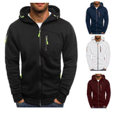 Men's Solid Color Casual Long Sleeve Hoodie - Hooded Jacket with Zipper for Gym and Sports