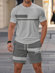 Summer 3D Printed Men'S Breathable And Comfortable Outdoor Casual Short-Sleeve T-Shirt And Shorts Adult Set