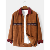 Vintage Corduroy Ethnic Patch Pocket Casual Long Sleeve Shirt