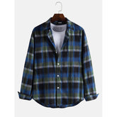 Men's Casual Plaid Shirt Long Sleeve Button Up Work Shirt
