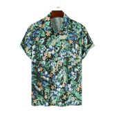 Men Allover Floral Print Hawaiian Plants Paradise Short Sleeve Shirts