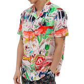 Men Contrast Graffiti Colorblock Soft Breathable Graceful Leisure Shirts