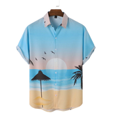 Men Landscape Hawaii Style Casual Skin Friendly All Matched Soft Shirts