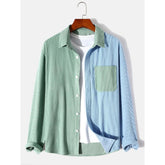 Two-tone Corduroy Lapel Contrasting Long-sleeved Overshirt