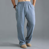 Mens Vintage Casual Solid Color Drawstring Loose Pants