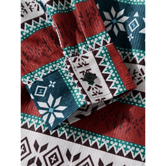 Mens Floral Ethnic Pattern Buttons Cuff Long Sleeve Lapel Shirts