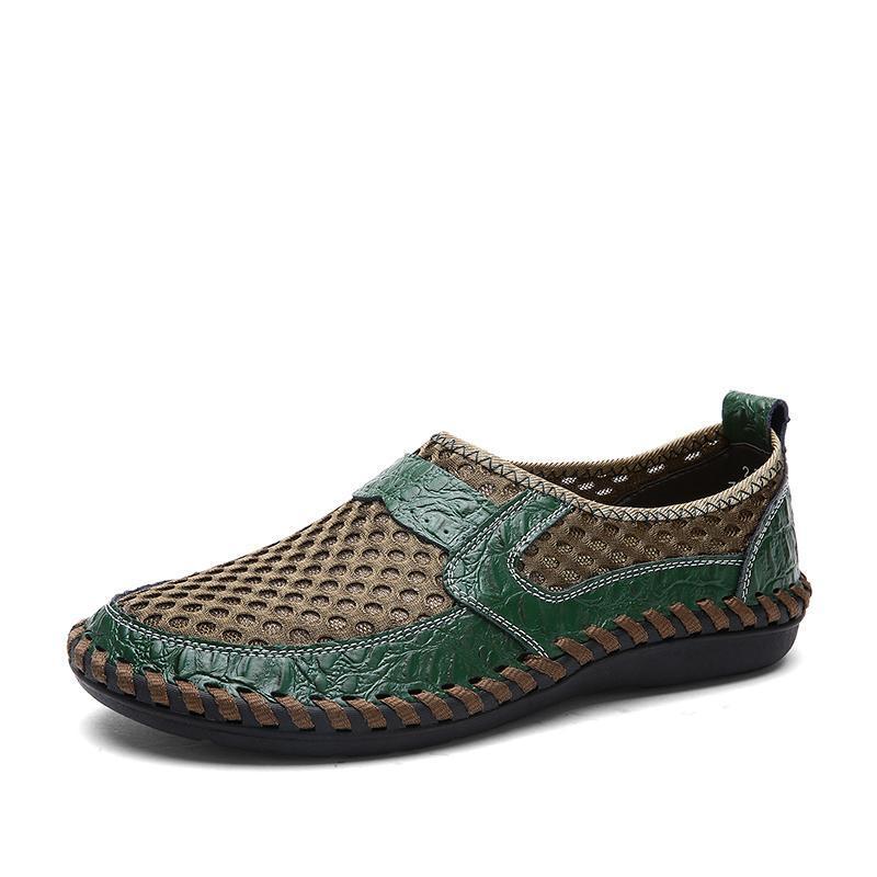 Novuxy® Men's Stitching Honeycomb Mesh Soft Loafers Breathable Outdoor Casual Shoes