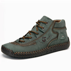 Novuxy® Men's Hand Stitching Vintage Microfiber Leather Lace Up Comfy Soft Ankle Boots