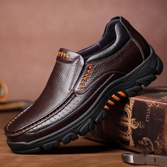 Novuxy® Men's Cow Leather Waterproof Comfy Non Slip Soft Slip On Casual Shoes