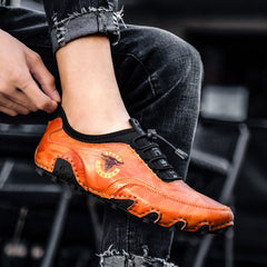 Novuxy® Men's Fashion Retro Handmade Leather Beanie Octopus Shoes Comfortable Driving Shoes