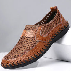 Novuxy® Men's Stitching Honeycomb Mesh Soft Loafers Breathable Outdoor Casual Shoes
