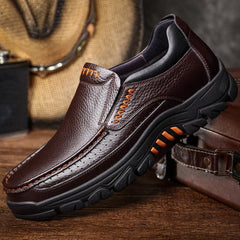 Novuxy® Men's Cow Leather Waterproof Comfy Non Slip Soft Slip On Casual Shoes
