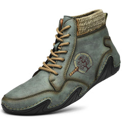 Novuxy® Men's Handmade Soft Slip Resistant Lace Up Leather Ankle Boots