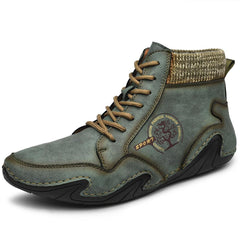 Novuxy® Men's Handmade Soft Slip Resistant Lace Up Leather Ankle Boots