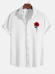 Rose Print Button Up Shirt