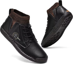 Mens Leather Loafers Fashion Casual Slip Driver Loafer Shoes Ankle Chukka Boots for Men