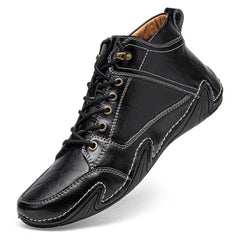 Novuxy® Men's Hand Stitching Microfiber Leather Non Slip Soft Casual Ankle Boots