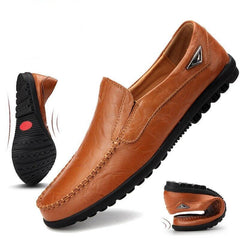Novuxy® Men's Leather Non Slip Soft Sole Moccasins Driving Shoes Loafers