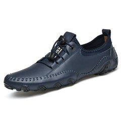 Novuxy® Men's Handmade Leather Casual Fashion Driving Shoes Lace-Up Comfortable Loafers Sneakers