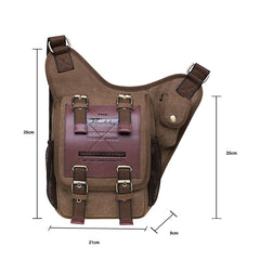 Canvas Retro Messenger Tactical Shoulder Bag Waist Outdoor Casual Leather Chest Bag