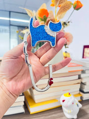 Novuxy® Cat Pattern Portable Folding Bag Hanger Hook Holder Table Hook Crystal Alloy Purse Bag Holder Circle Shape Bag Accessories