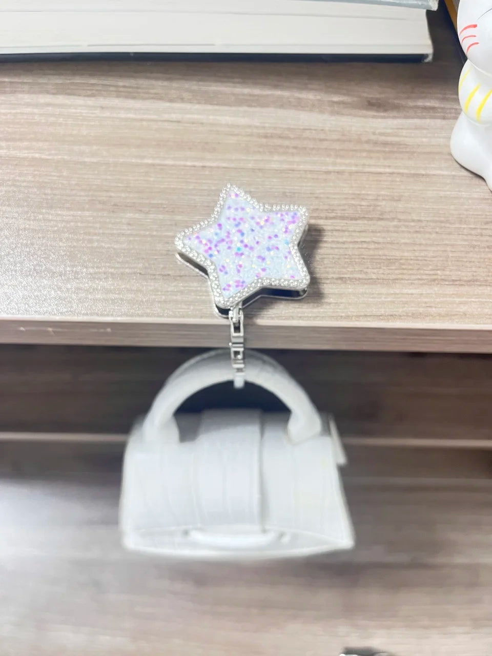 Novuxy® Five-pointed Star Portable Folding Bag Hanger Handbag Holder Table Hook Alloy Purse Bag Holder Circle Shape Bag Accessories