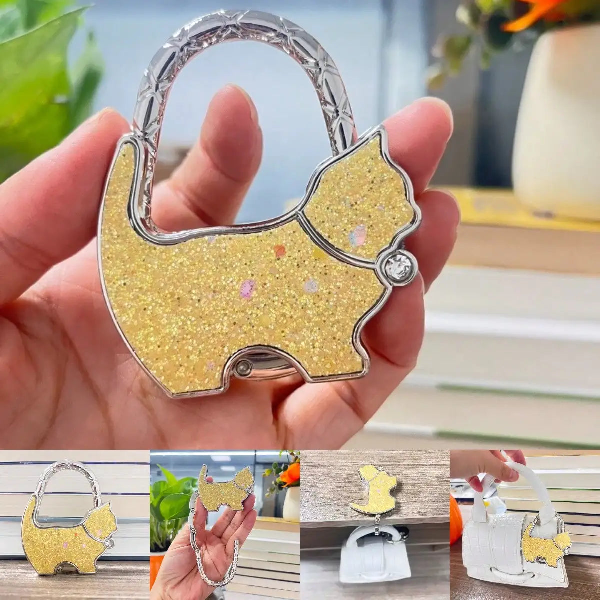 Novuxy® Fat Cat Foldable Handbag Hook Storage Organizer Christmas Gift Bag Hanger