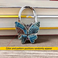 Novuxy® Metal Retro Floral Pattern Large Butterfly Handbag Hanger, Foldable Women's Bag Clasp, Portable Desk Hook