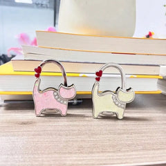 Novuxy® Cat-Shaped No-Trace Metal Bag Hooks, Portable Handbag Hanger For Office Desk, Women Shoulder Bag